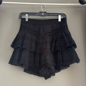 Zimmermann Black Lace Tiered Skorts
